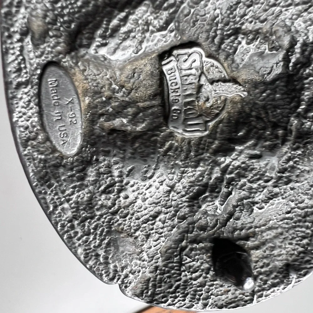 Vintage 1991 Siskiyou Eagle Spirit Native American Pewter Belt‎ Buckle Black 30